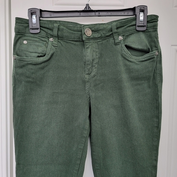 Kut From The Kloth Mia Toothpick Ankle Skinny Hunter Green Denim Jeans Size 6 - Picture 2 of 15